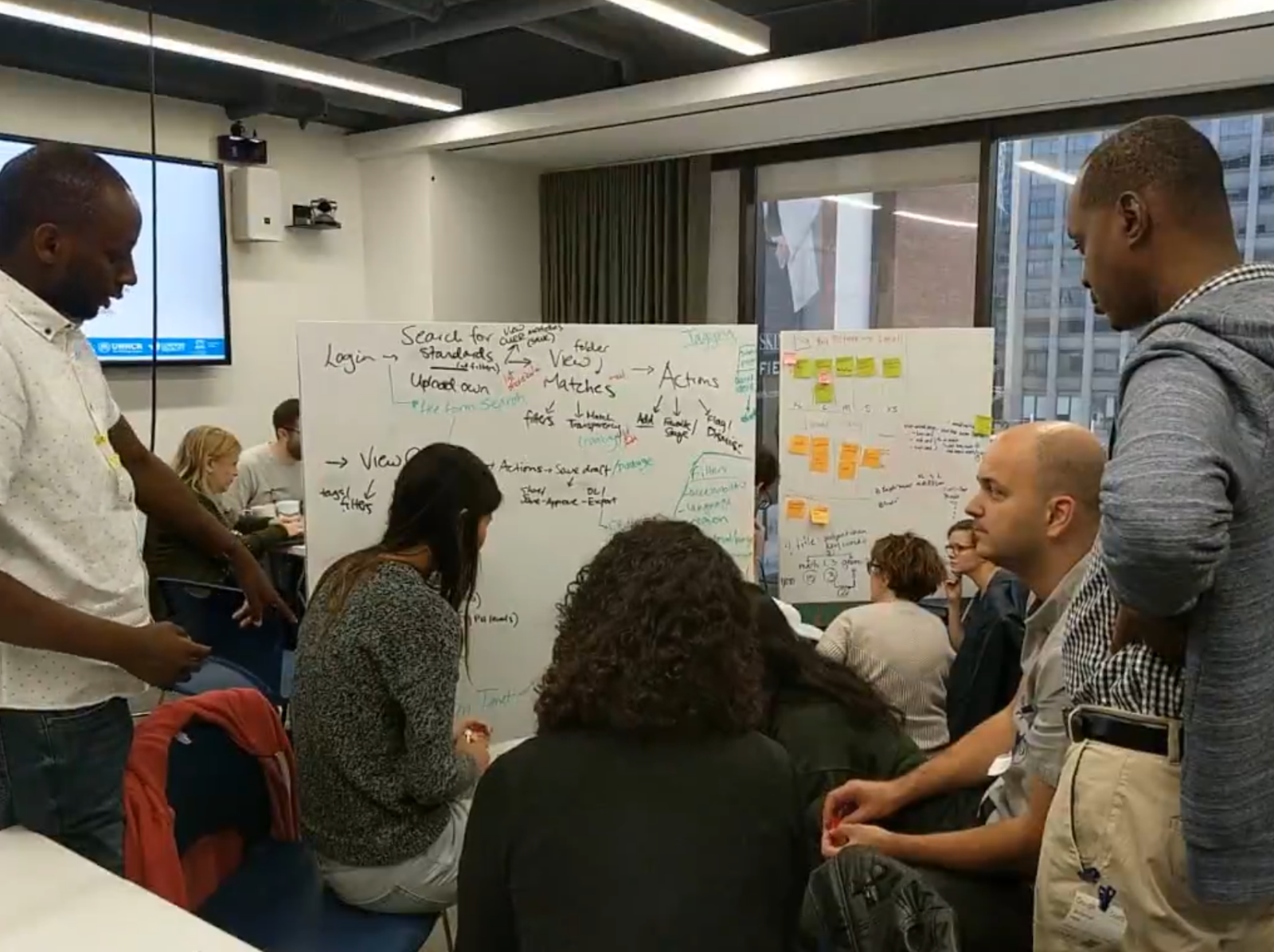 The Hackathon team broke into various small groups to tackle specific areas of the curriculum alignment
project.